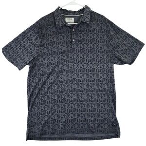Linksoul Tempus Fugit All Over Print Short Sleeve Polo‎ Shirt Mens XL Gray
